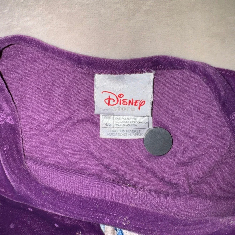 Disney Store Cinderella Purple Velour Dress Girls 4/5 Princess Velvet Y2K Floral